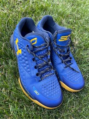Under Armour Blue and Yellow Curry Basketball Sneakers